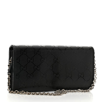 Gucci Imprime Monogram GG Pierce Chain Clutch Wallet Black 3 of 9