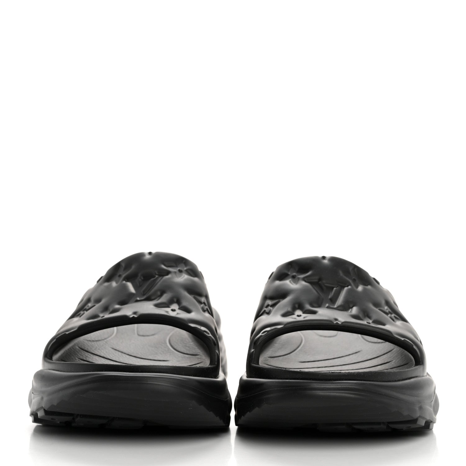 Louis Vuitton Rubber Embossed Monogram Pool 55 Flat Comfort Mule 40 Black 3 of 9