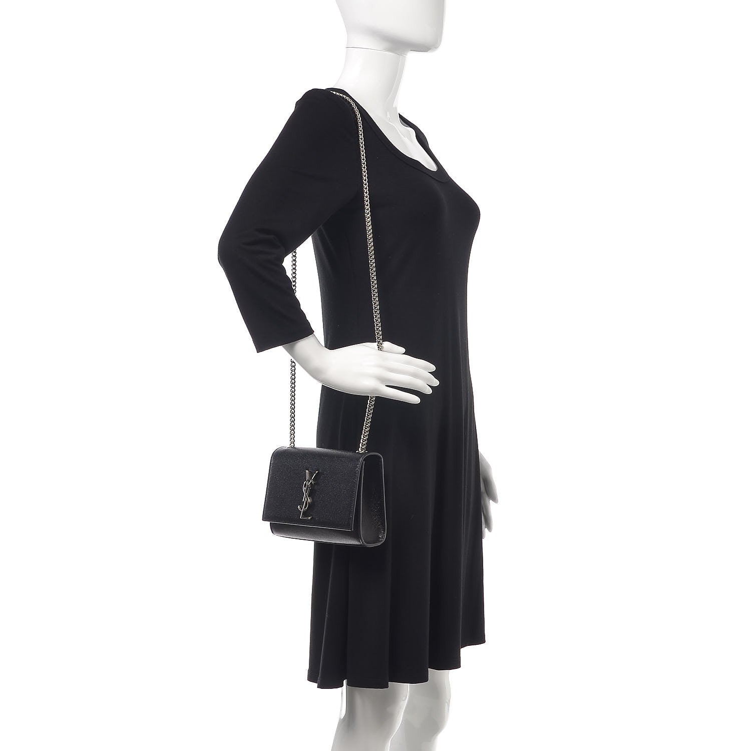 Saint Laurent Grain De Poudre Small Monogram Kate Satchel Black 2 of 6