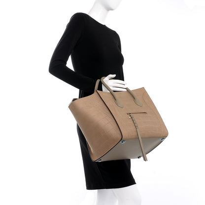 Celine Crocodile Embossed Nubuck Medium Phantom Luggage Beige 3 of 14