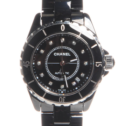 Chanel Stainless Steel Ceramic Diamond 38mm J12 Automatic Watch Black 1 of 6
