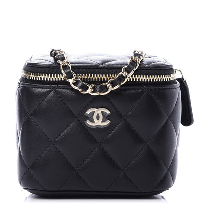 Chanel Lambskin Quilted Mini Vanity Case With Chain Black 1 of 11