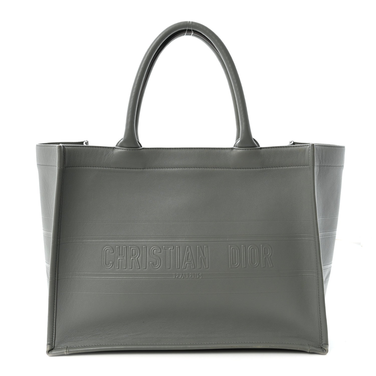 Christian Dior Calfskin Embossed Medium Book Tote Grey Stone 1 of 9