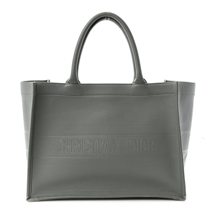Christian Dior Calfskin Embossed Medium Book Tote Grey Stone 1 of 9