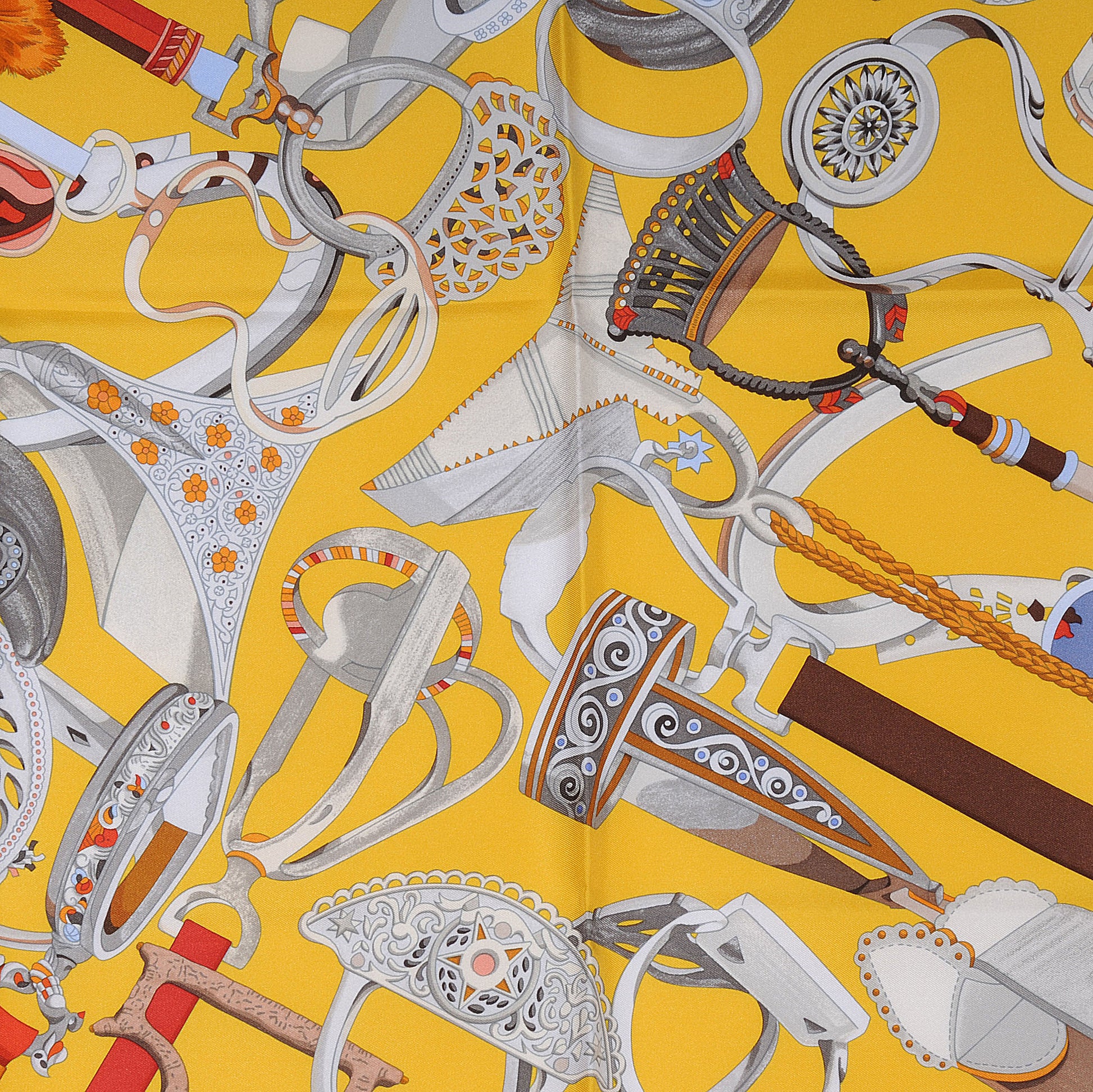 Hermes Silk Twill Concours d Etriers Scarf Rogue Gris 90 1 of 6