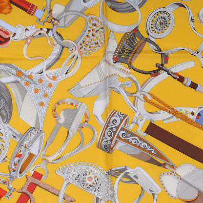 Hermes Silk Twill Concours d Etriers Scarf Rogue Gris 90 1 of 6