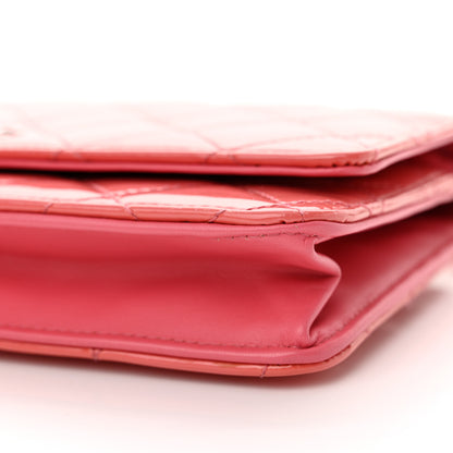 Chanel Patent Calfskin Quilted Wallet On Chain WOC Pink 11 of 15