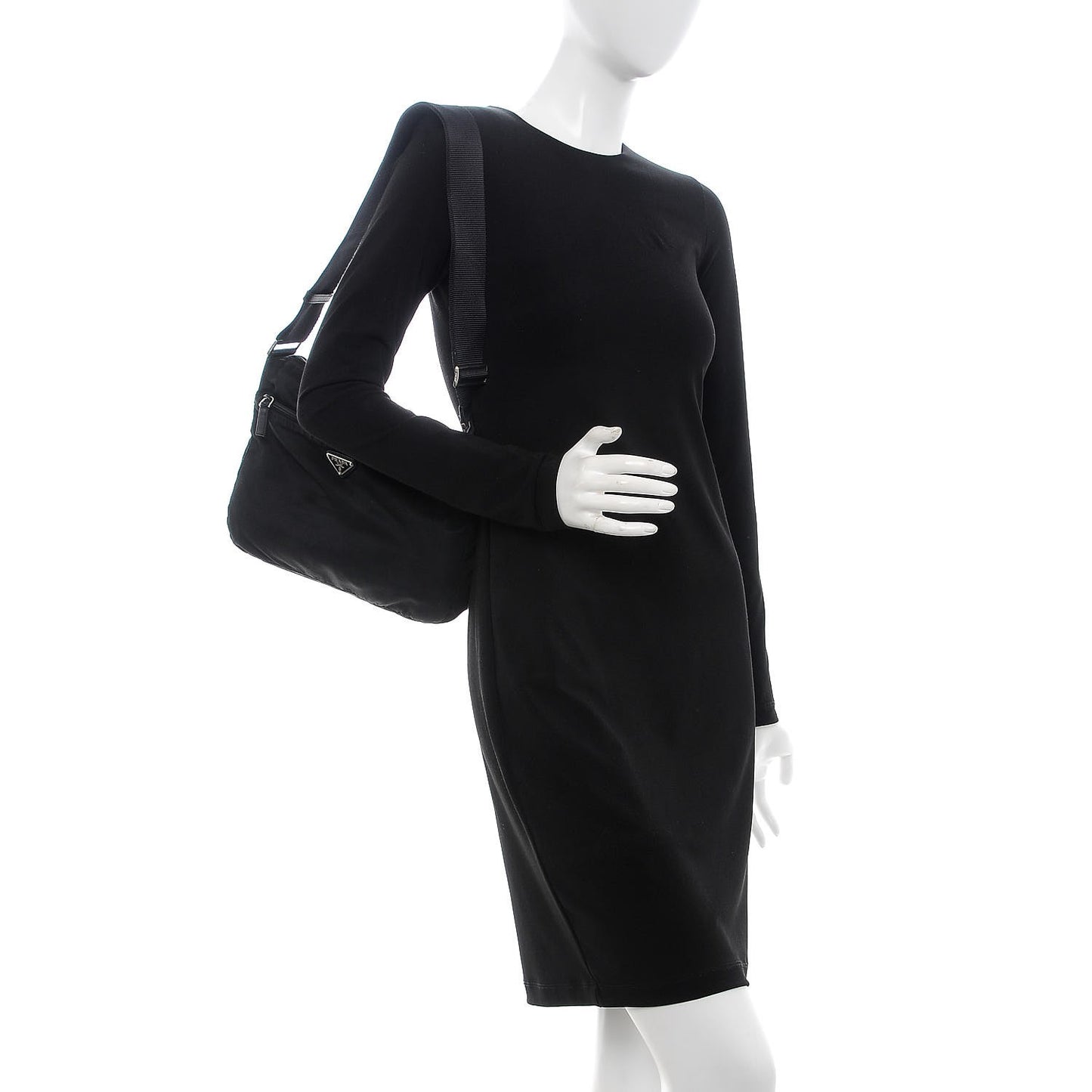 Nylon Flat Messenger Bag Black