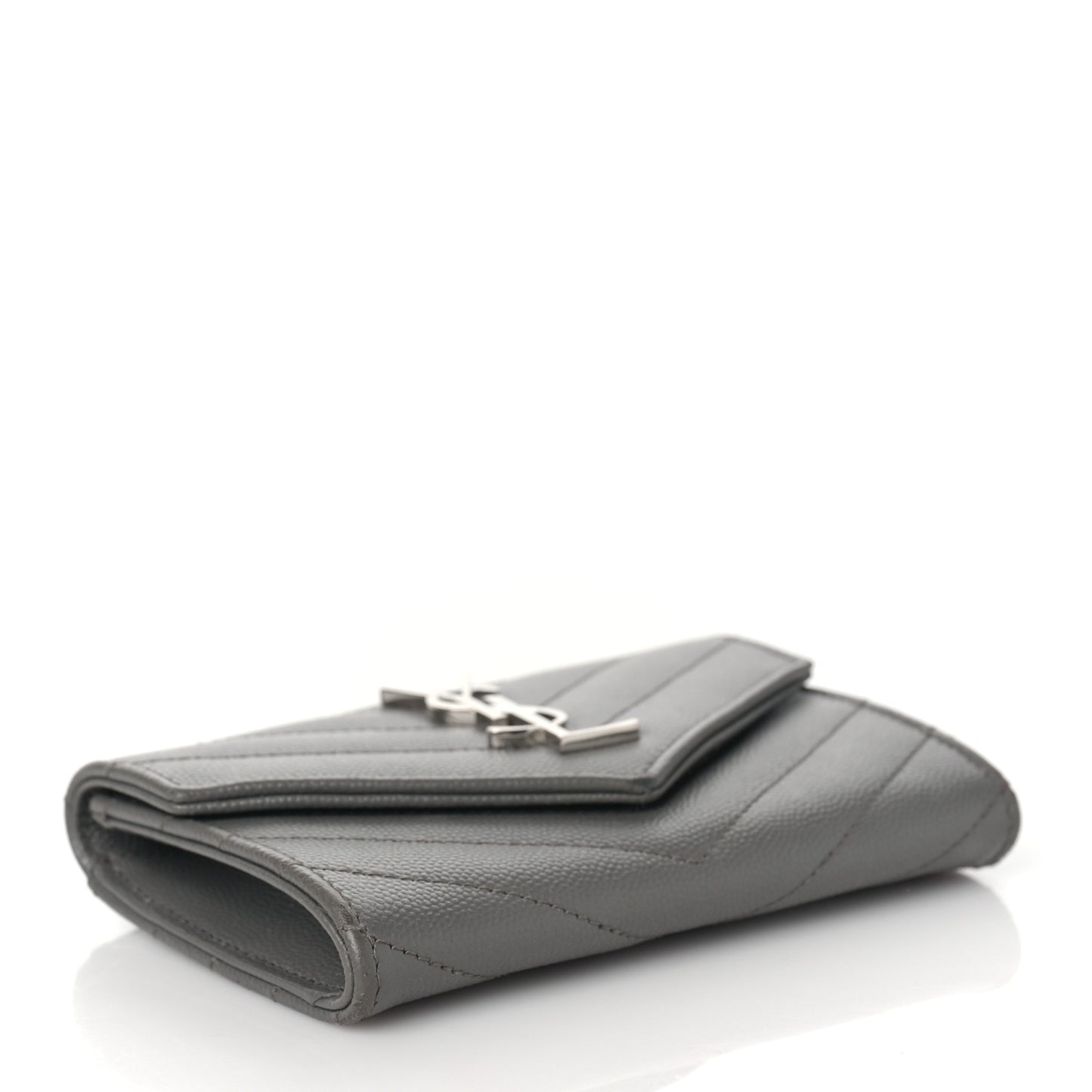 Grain De Poudre Matelasse Chevron Small Monogram Envelope Wallet Fog