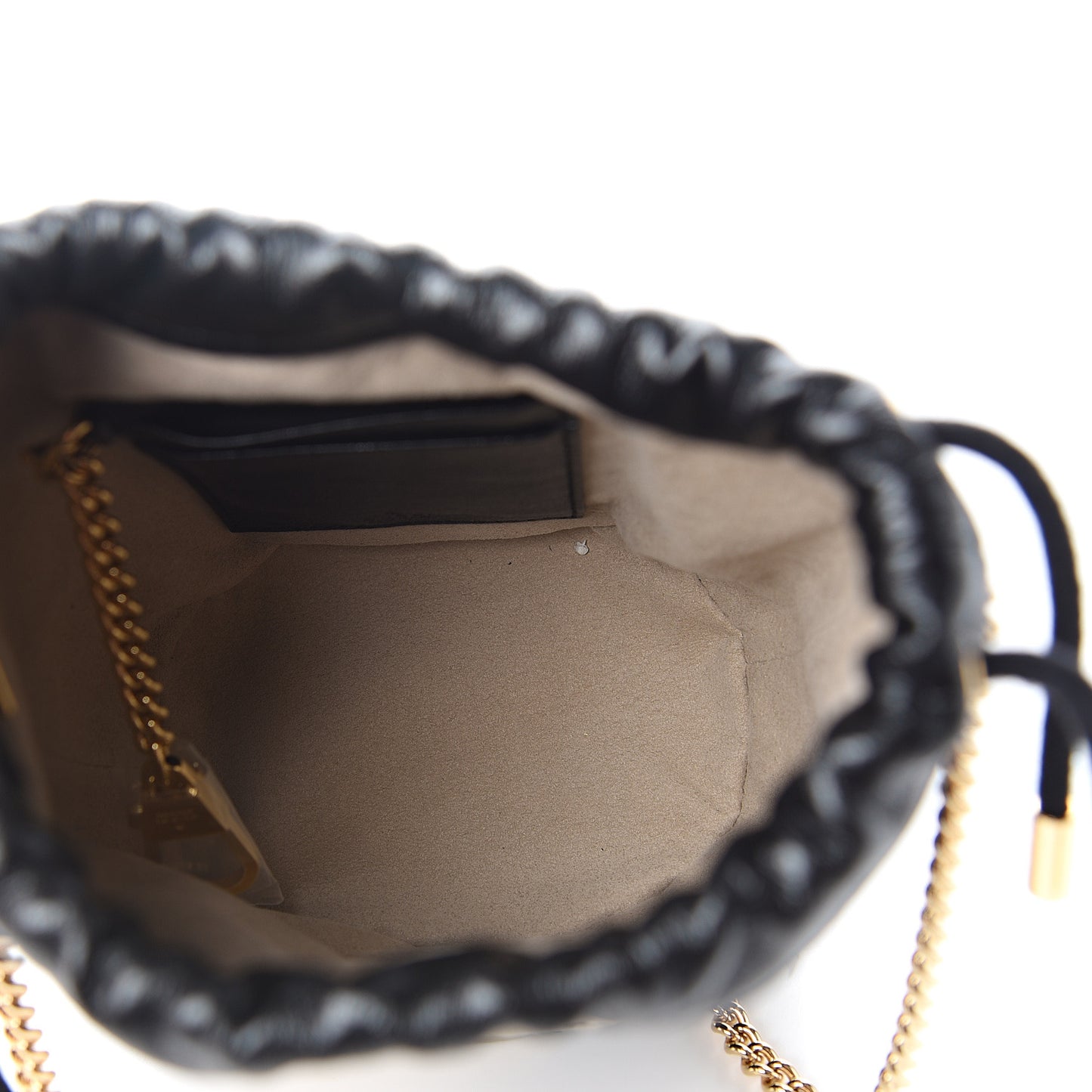 Calfskin Diagonal Striped Mini Zumi Bucket Bag Black Beige