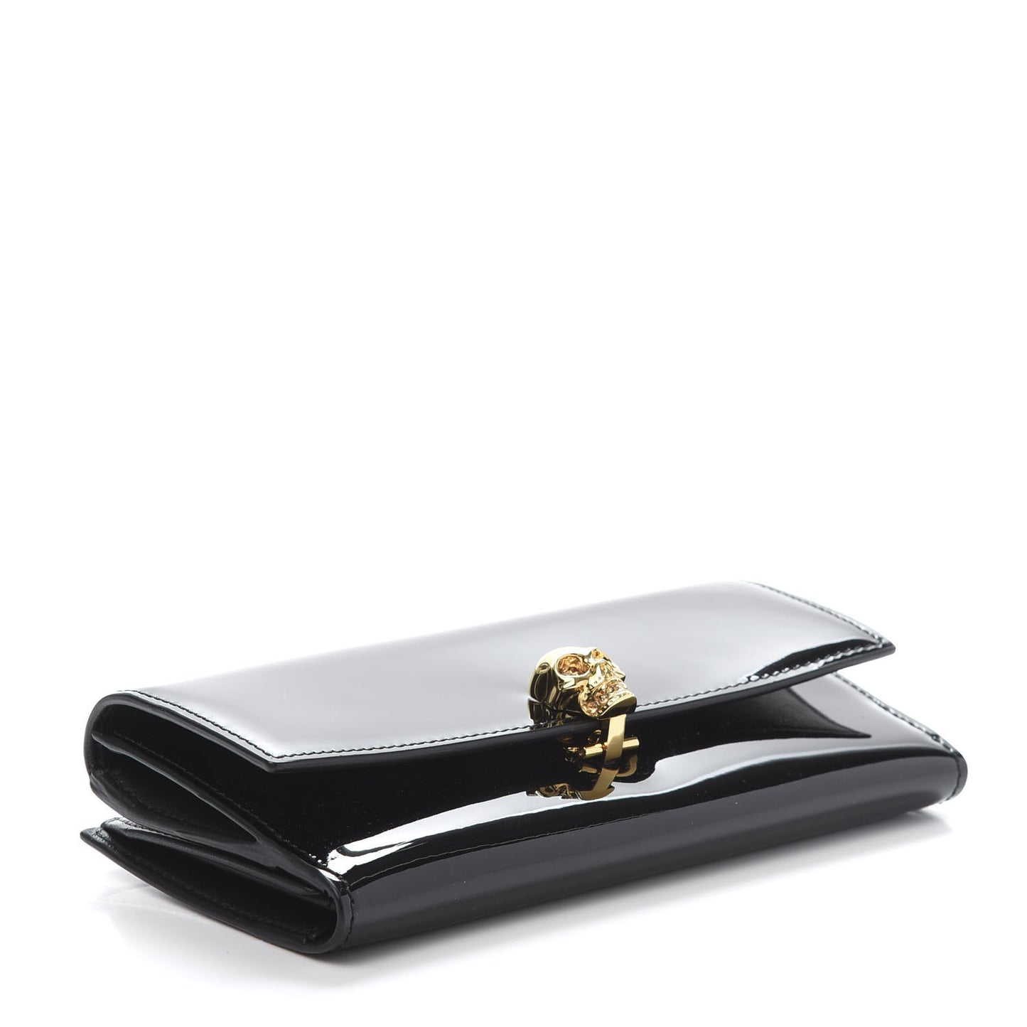 Patent Skull Continental Wallet Black