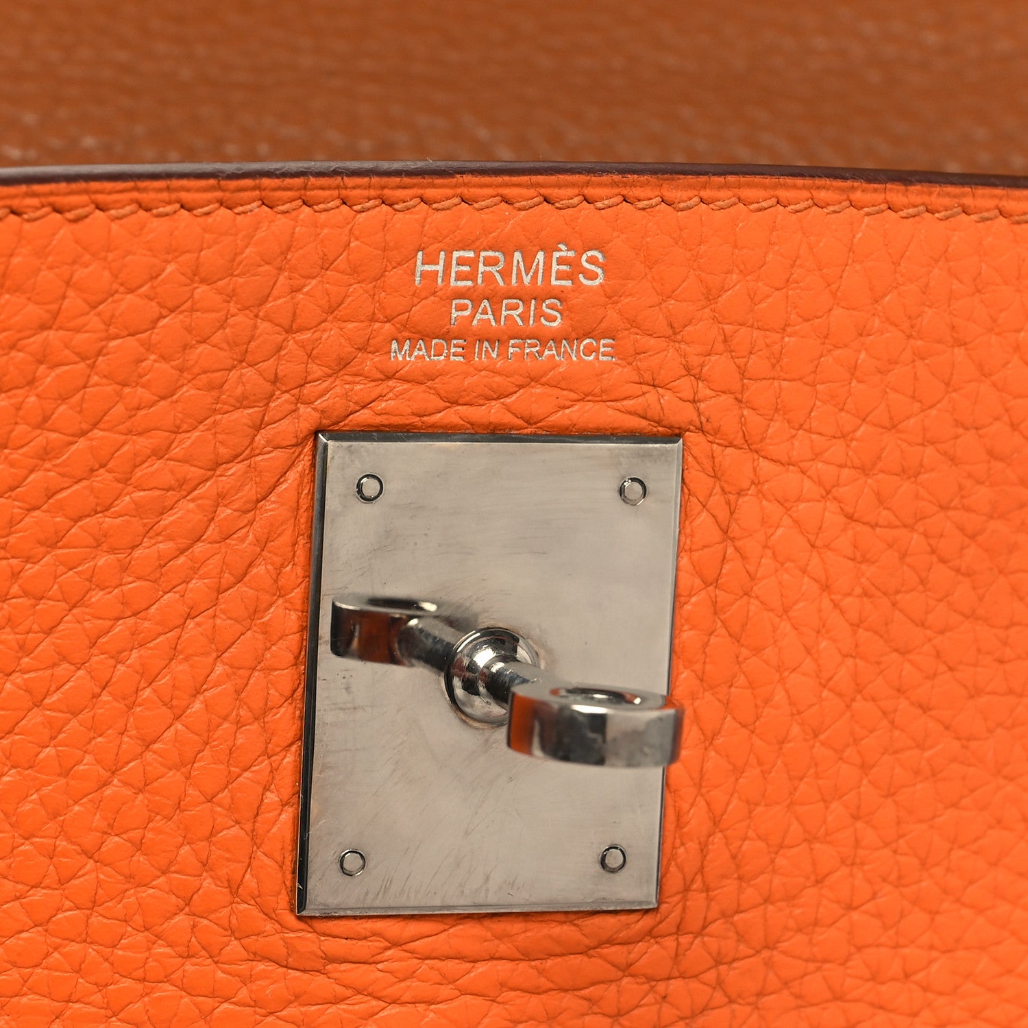 Hermes Taurillon Clemence Arlequin Kelly Retourne 32 Orange Sanguine Gold 6 of 15