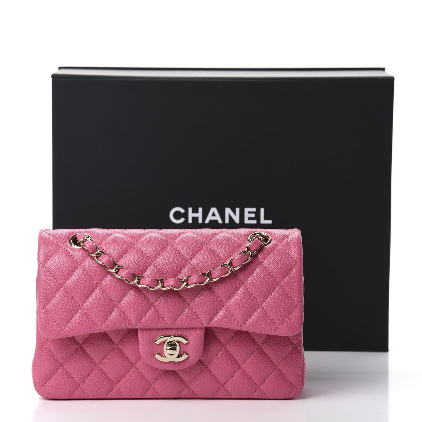 Caviar Quilted Small Double Flap Pink