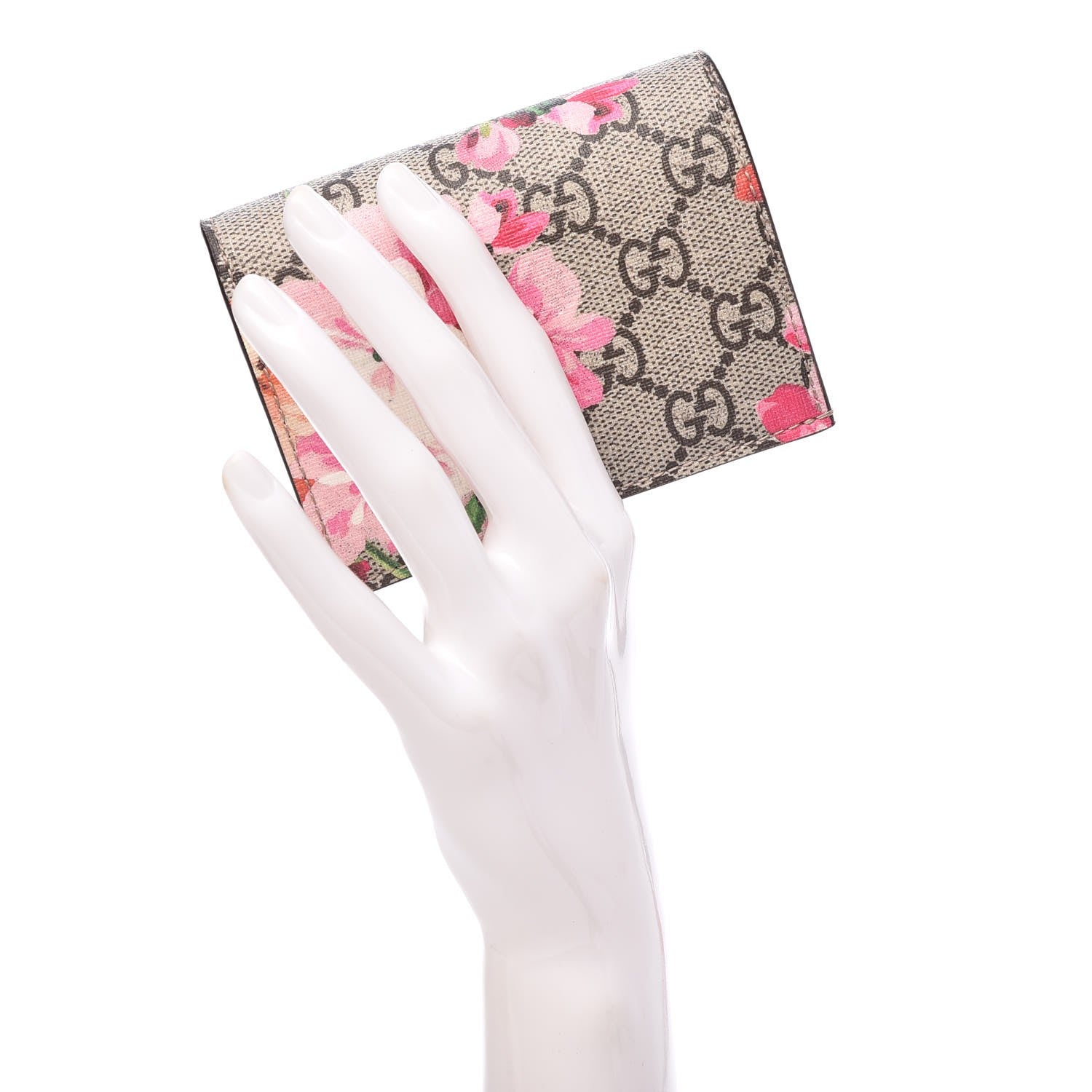 Gucci GG Supreme Monogram Blooms Card Case Wallet Beige Multicolor Dry Rose 2 of 8