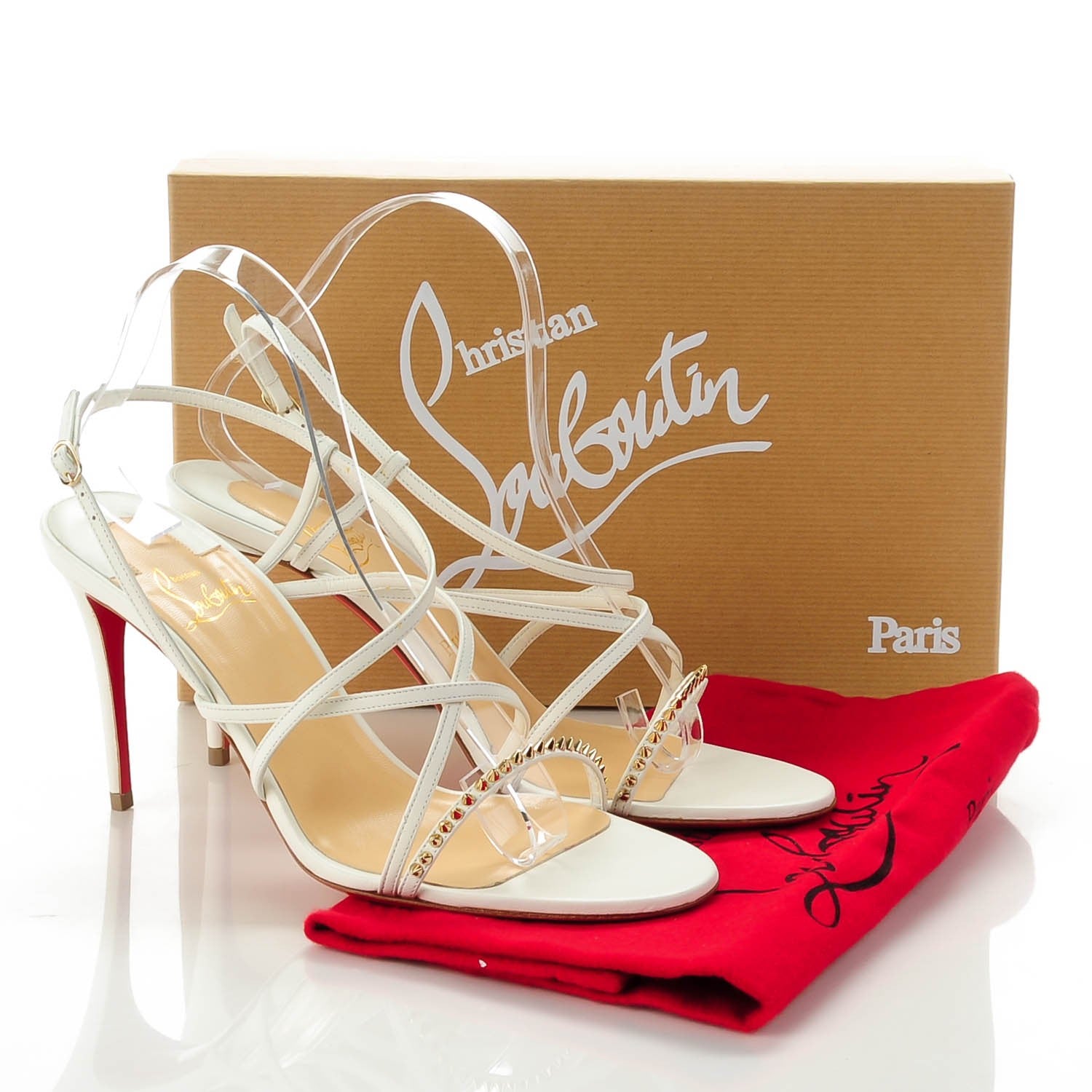 Christian Louboutin Kid Gwinispike 85 Sandals 40 Neige Light gold 5 of 7