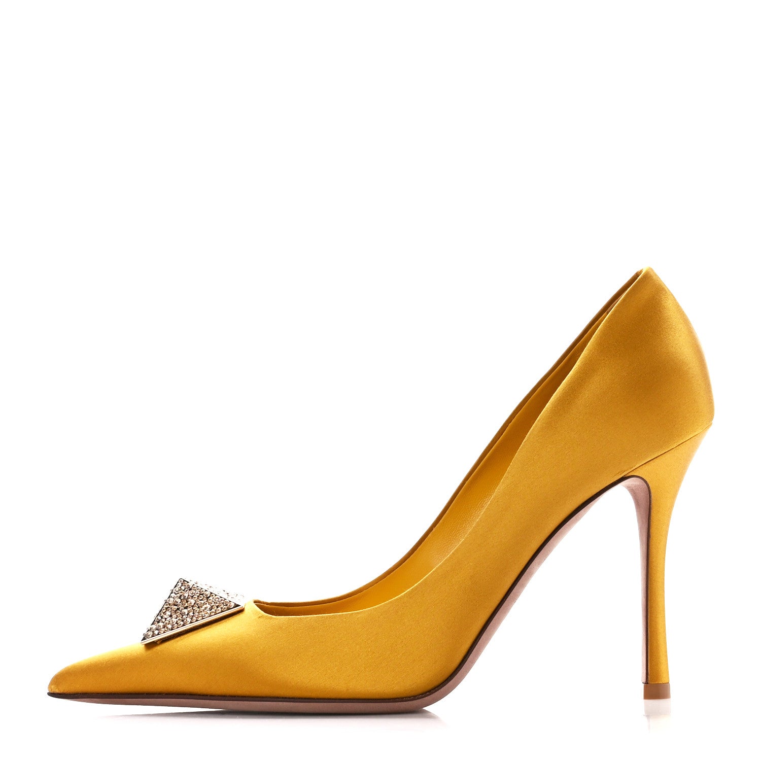 Valentino Garavani Satin Crystal One Stud 100mm Pumps 39 Gold Golden Shadow 1 of 9