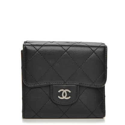 Chanel Lambskin Quilted Compact Flap Wallet Black 1 of 8