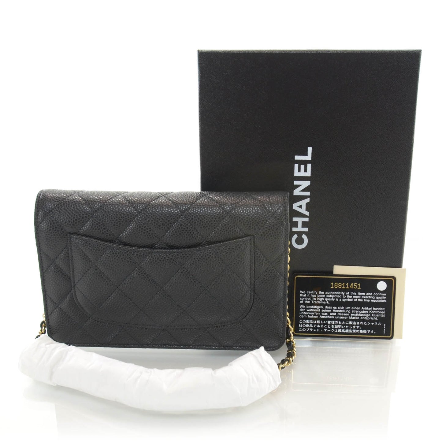 Caviar Quilted Wallet On Chain WOC Black