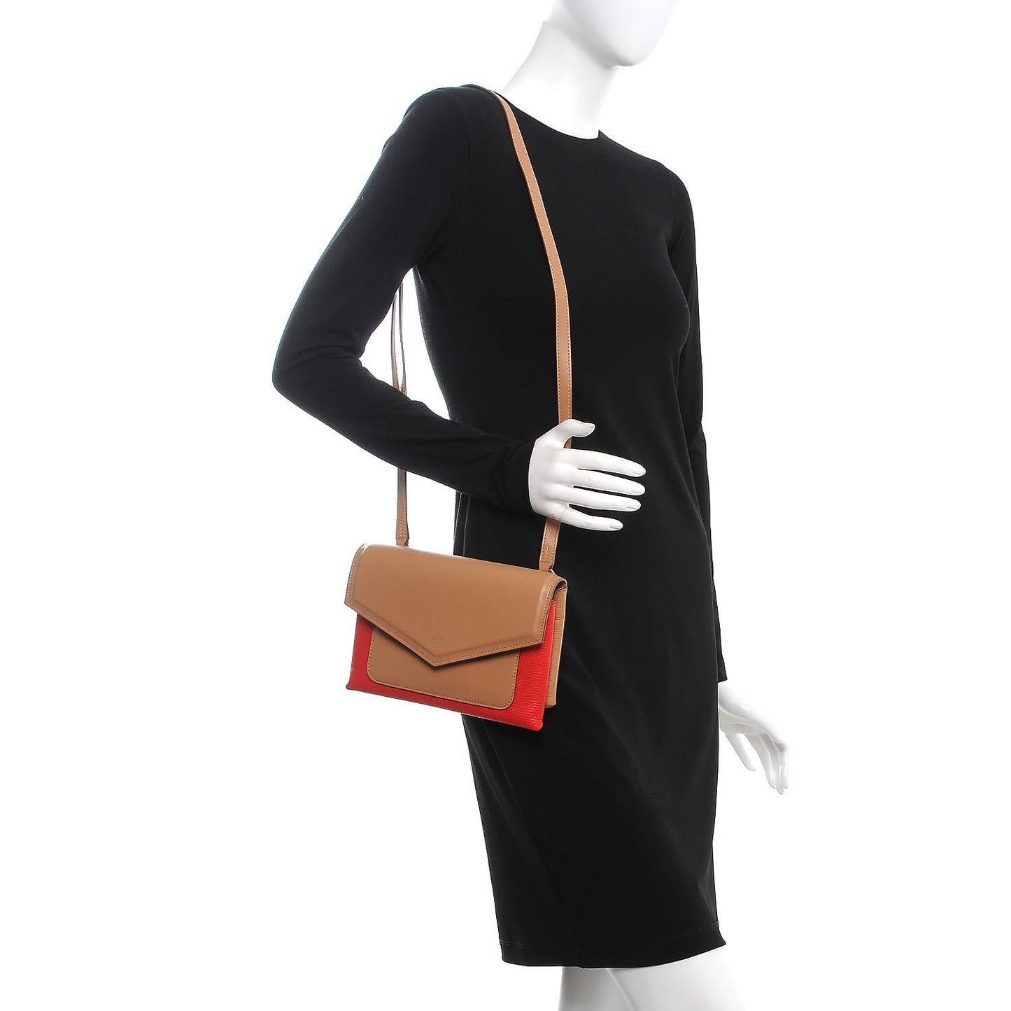 Calfskin Duetto Crossbody Beige Red