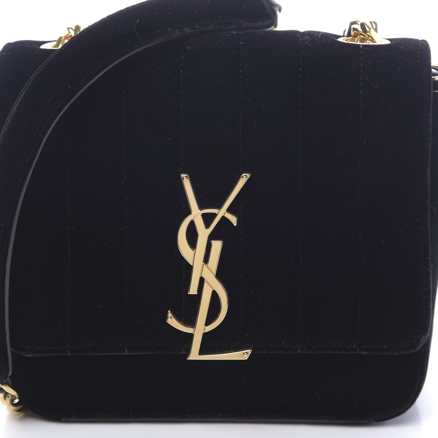 Saint Laurent Velvet Matelasse Small Vicky Chain Bag Black 9 of 9