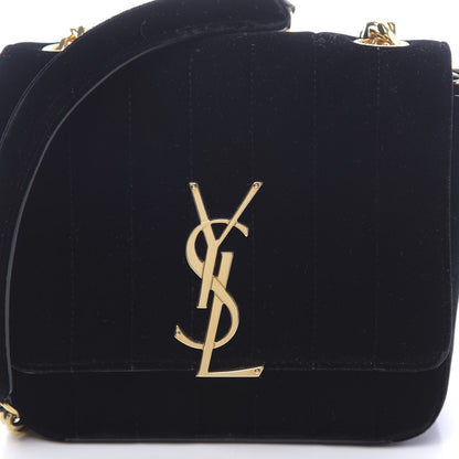 Saint Laurent Velvet Matelasse Small Vicky Chain Bag Black 9 of 9