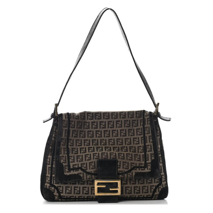 Fendi Zucchino Velvet Vitello Mama Baguette Mogano Panna Black 1 of 14