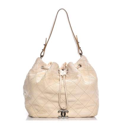 Chanel Glazed Calfskin On The Road Drawstring Tote Ivory 1 of 11