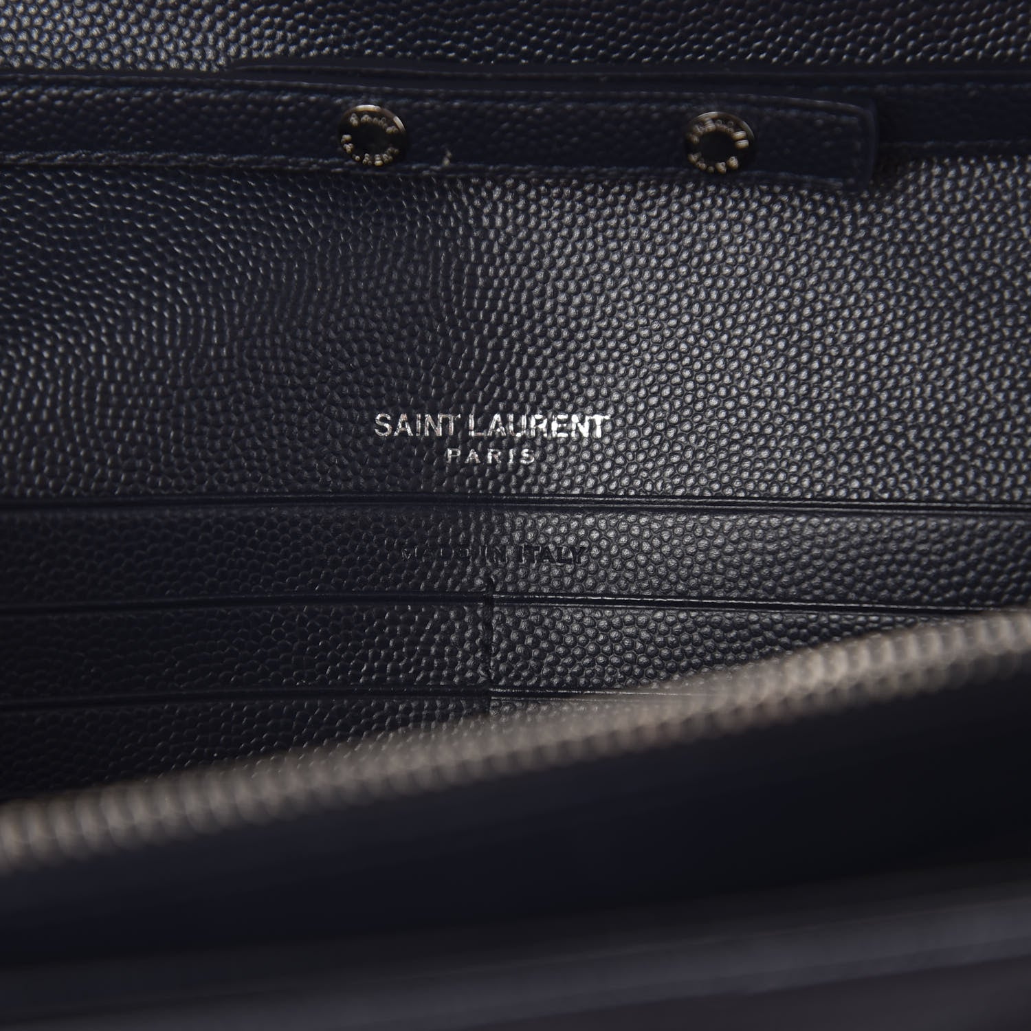 Saint Laurent Grain De Poudre Matelasse Chevron Monogram Chain Wallet Deep Marine 5 of 10