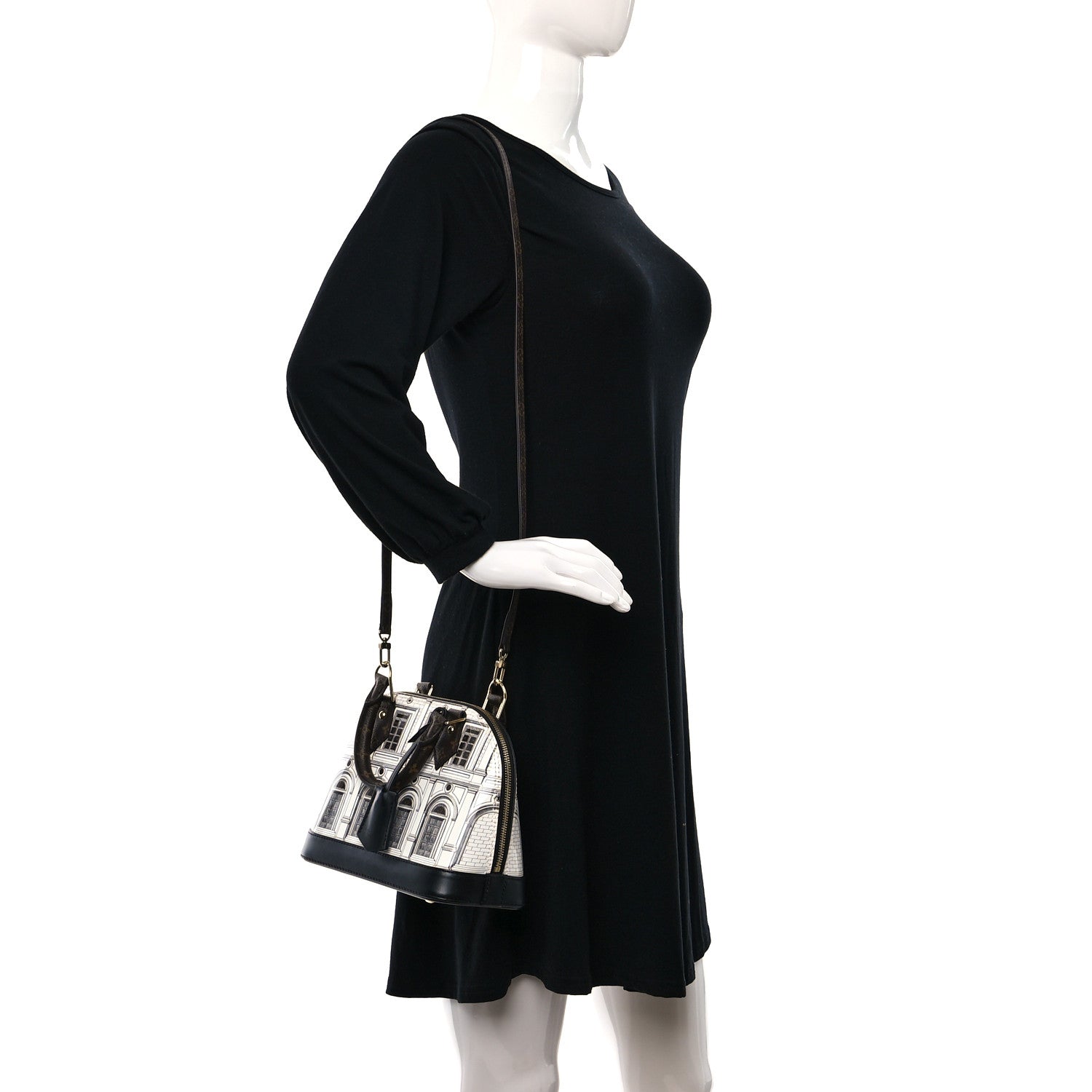 Louis Vuitton X FORNASETTI Calfskin Architettura Alma BB Black White 2 of 8