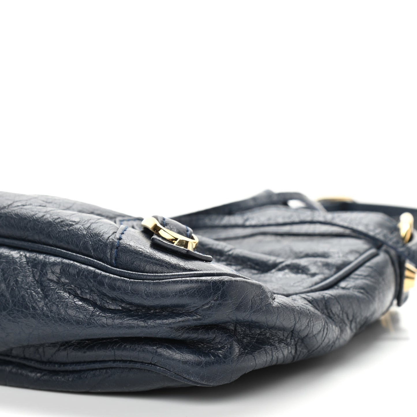 Agneau Classic Silver Hardware Hip Bleu Obscur