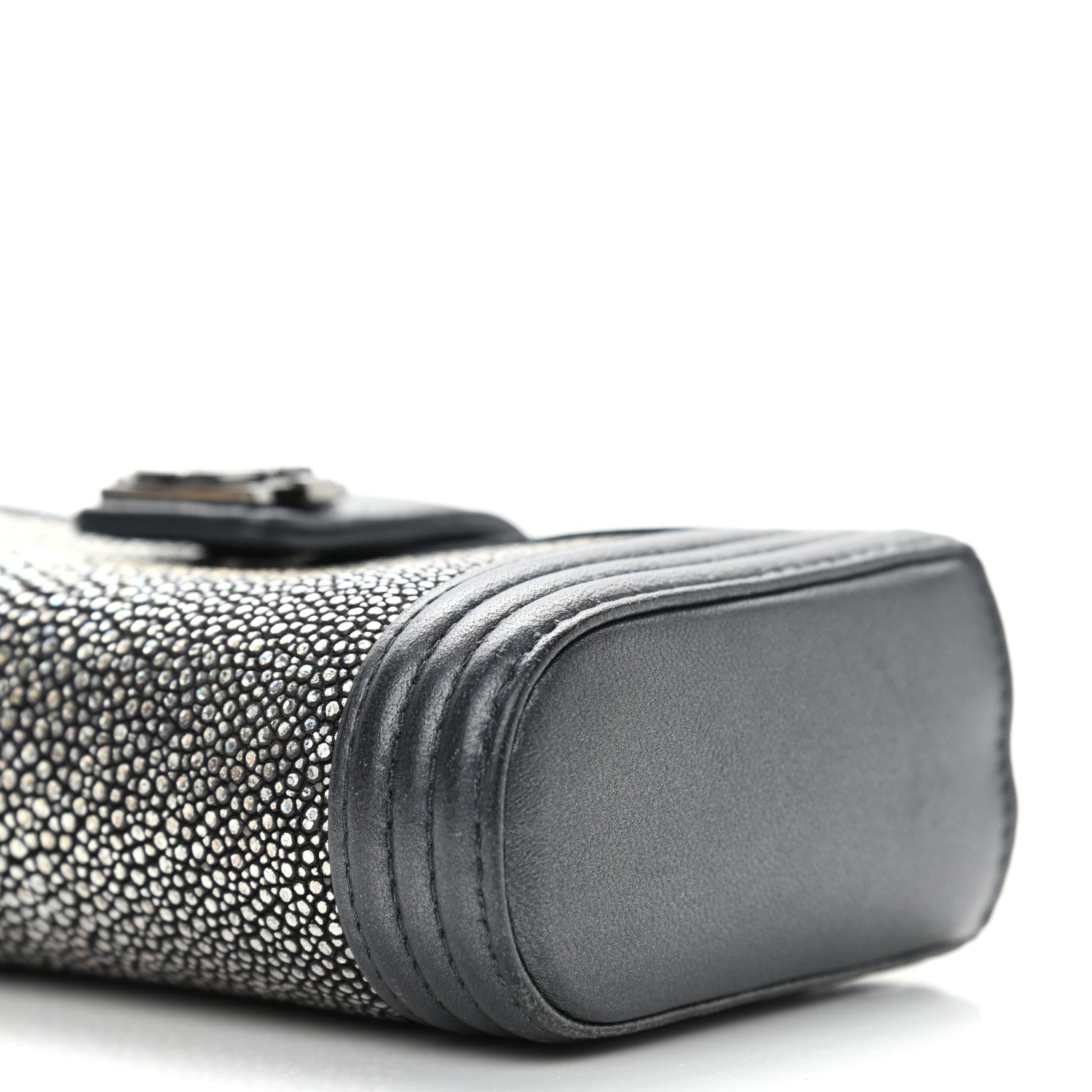 Chanel Metallic Galuchat Stingray Lambskin Mini Clutch With Removable Chain Dark Grey 11 of 11