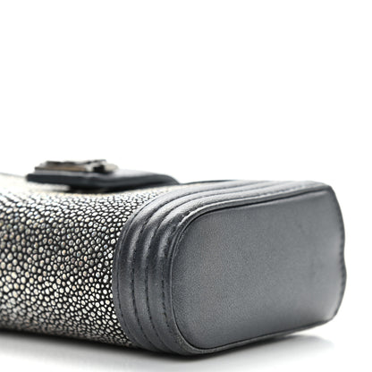 Chanel Metallic Galuchat Stingray Lambskin Mini Clutch With Removable Chain Dark Grey 11 of 11