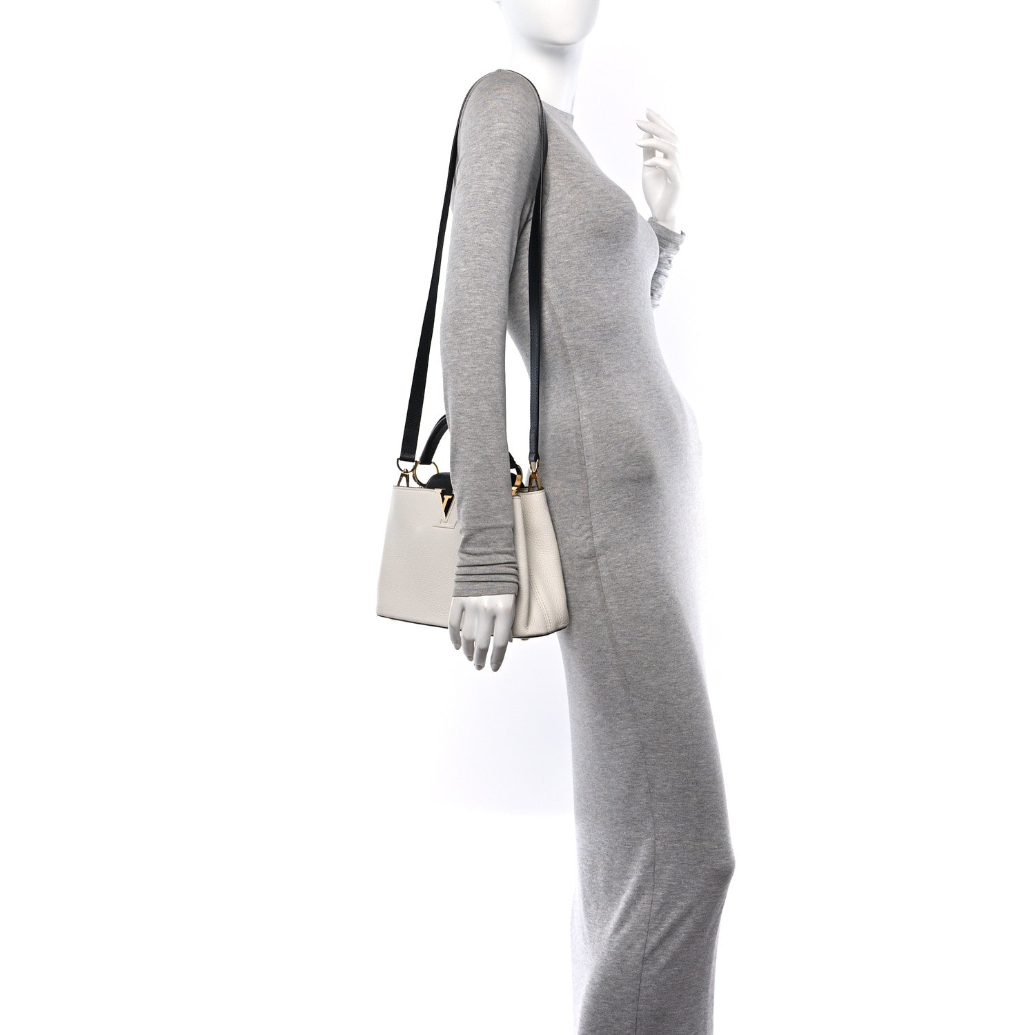 Louis Vuitton Taurillon Capucines BB Black White 2 of 9