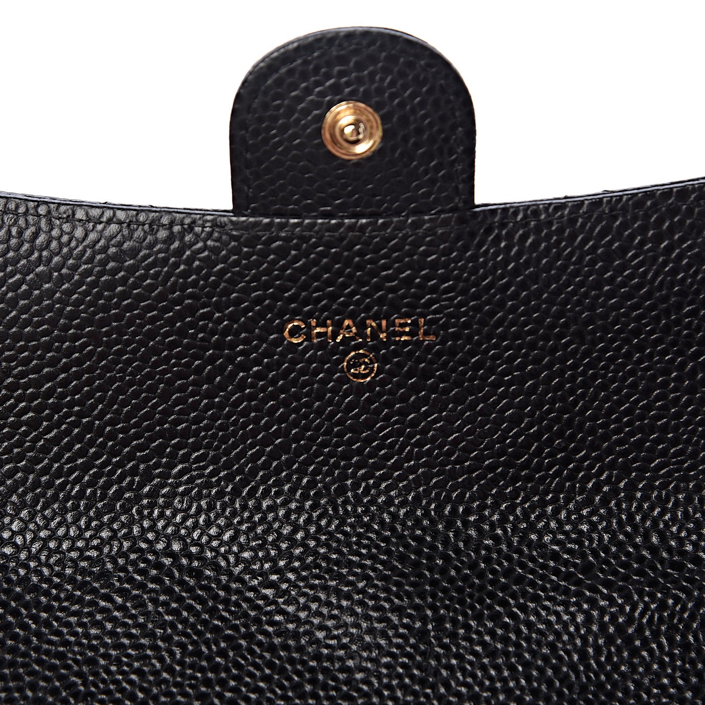 Caviar Quilted Large Flap Gusset Wallet Black