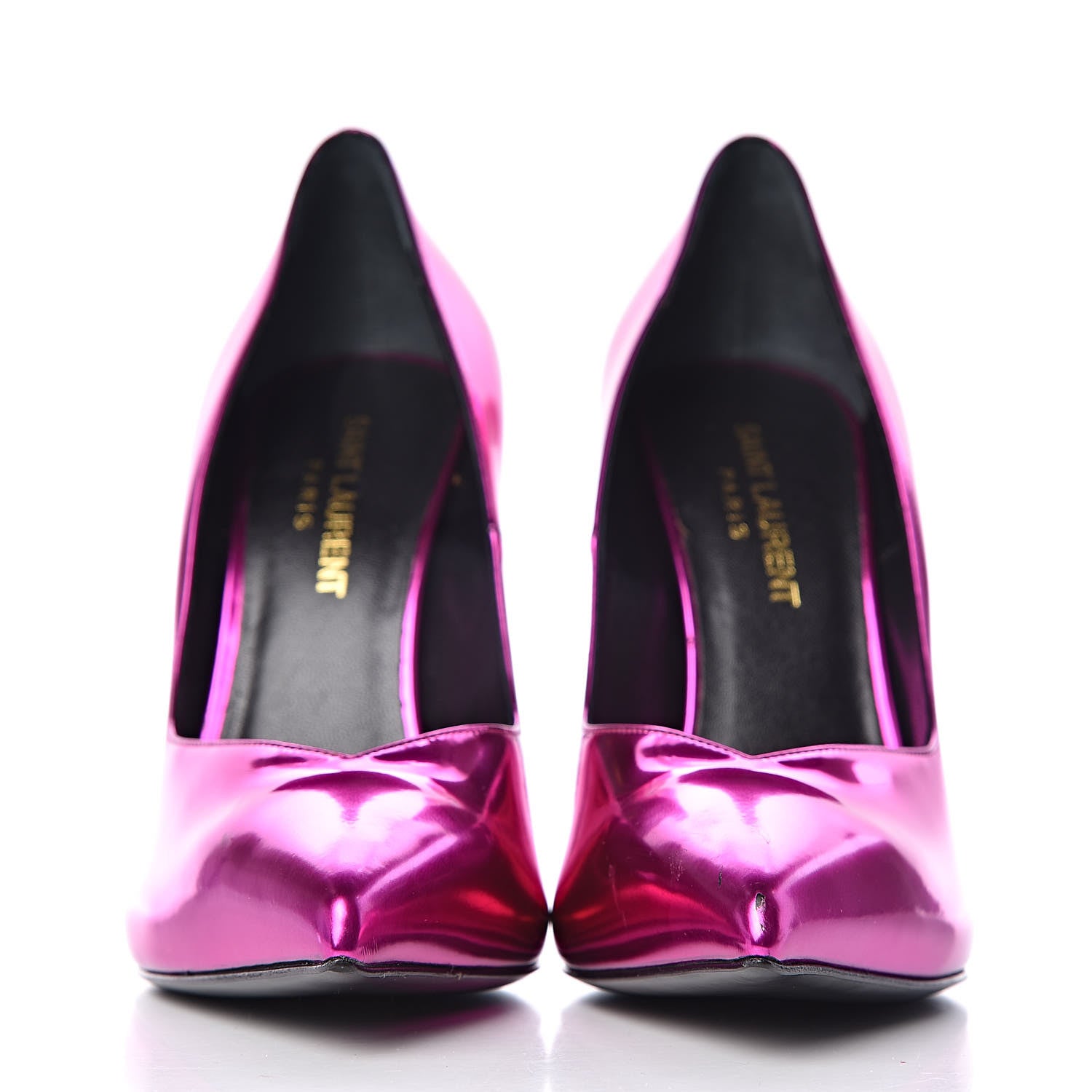 Saint Laurent Metallic Patent Paris 105 Pumps 37 Fuchsia 2 of 9
