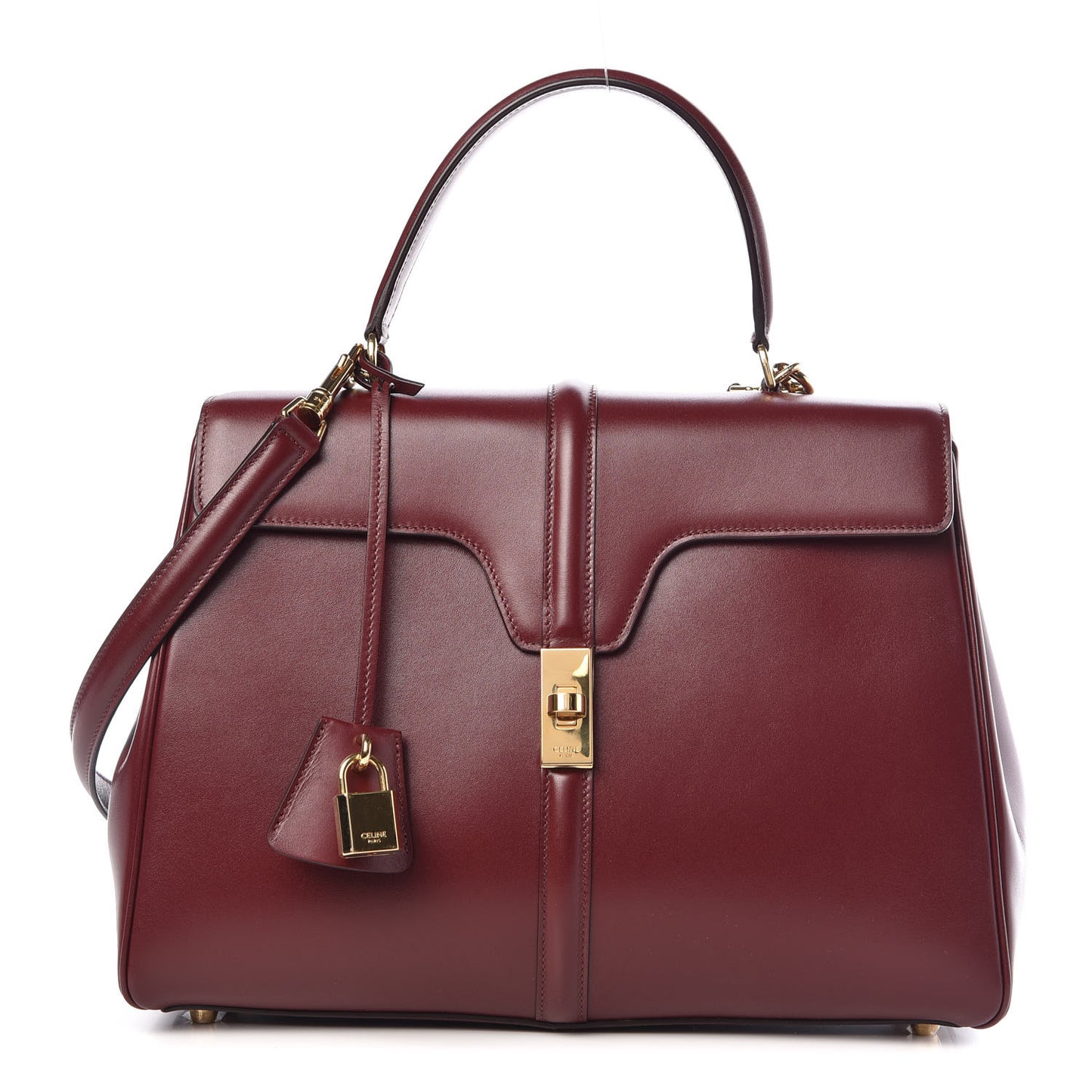 Satinated Calfskin Medium 16 Top Handle Bag Light Burgundy