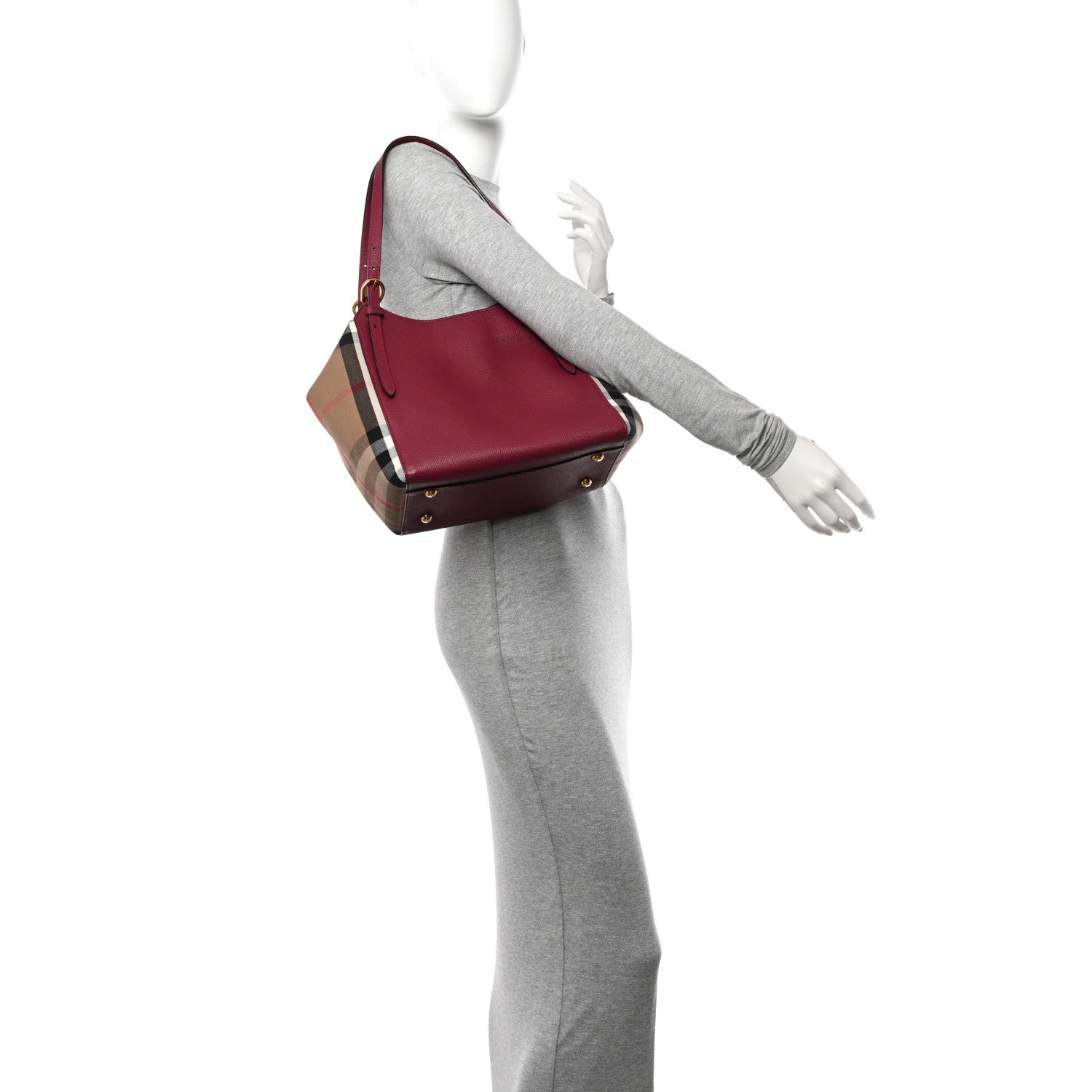 Burberry Grainy Calfskin House Check Small Canterbury Berry Pink 2 of 9