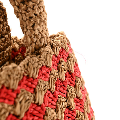 Prada Raffia Crochet Bi-Color Small Tote Naturale Rosso 12 of 13