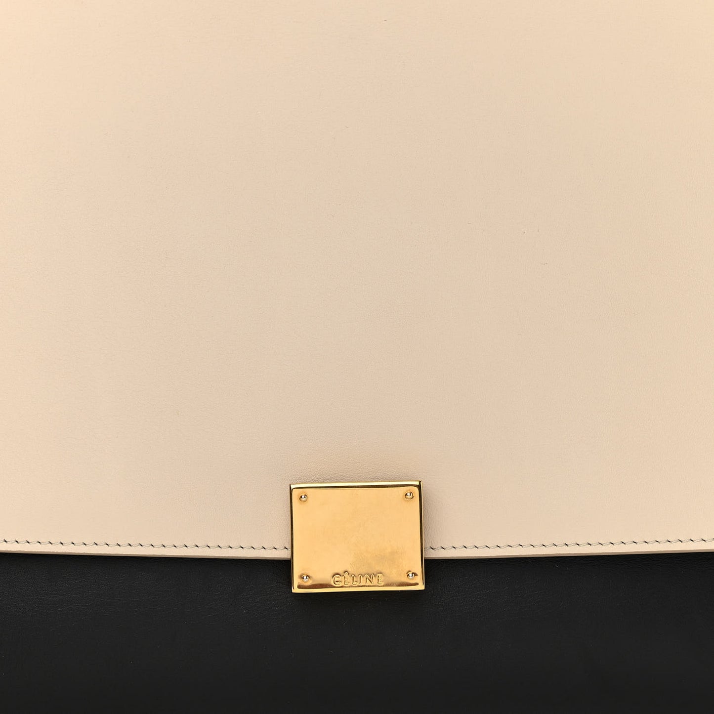 Smooth Calfskin Suede Medium Tri-Color Trapeze Cream Black Brown