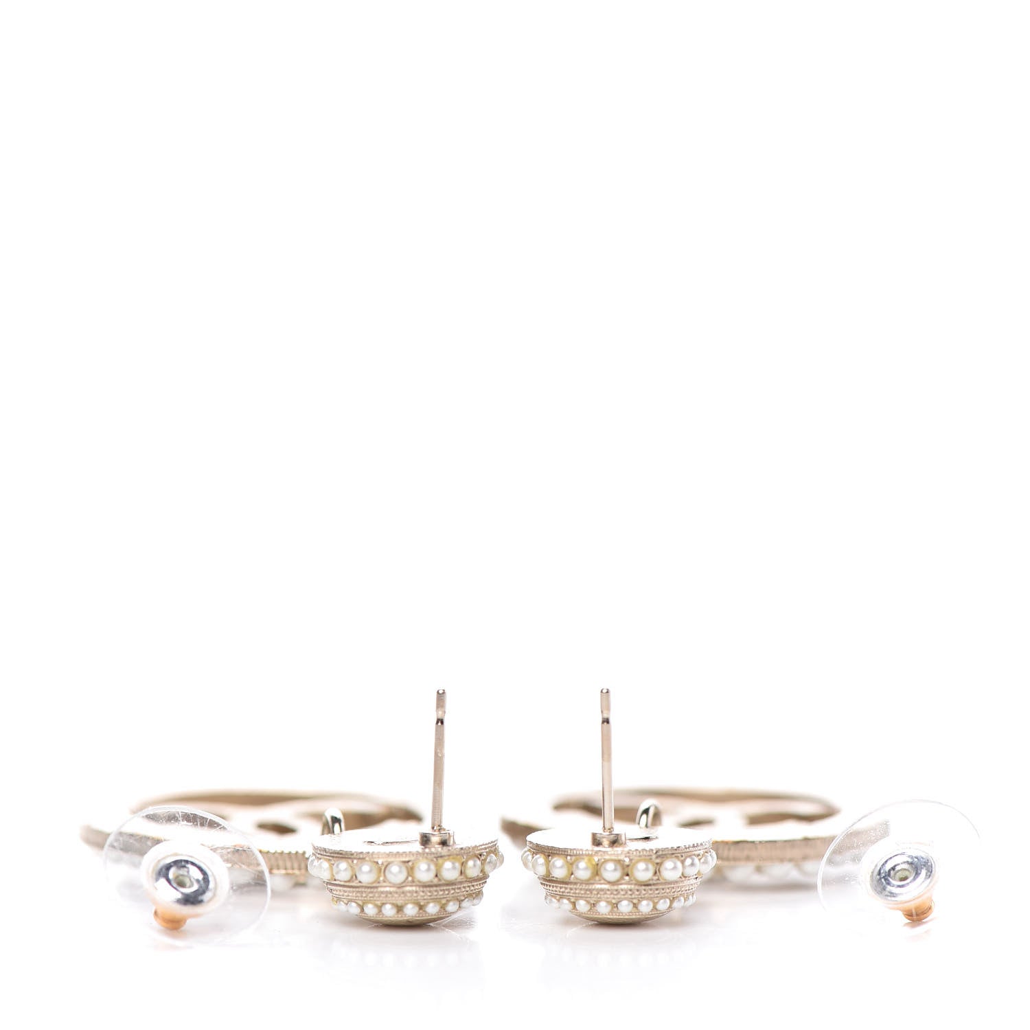 Chanel Pearl CC Drop Earrings Light Gold 3 of 5