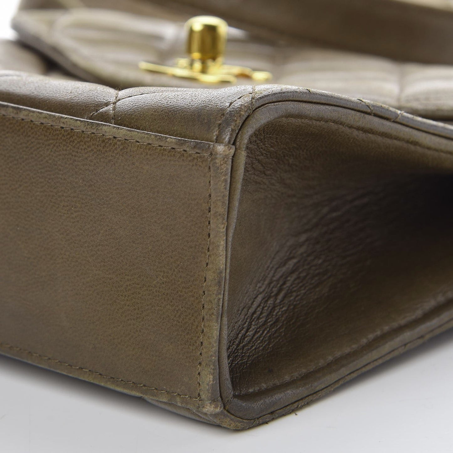 Lambskin Quilted Flap Shoulder Bag Green
