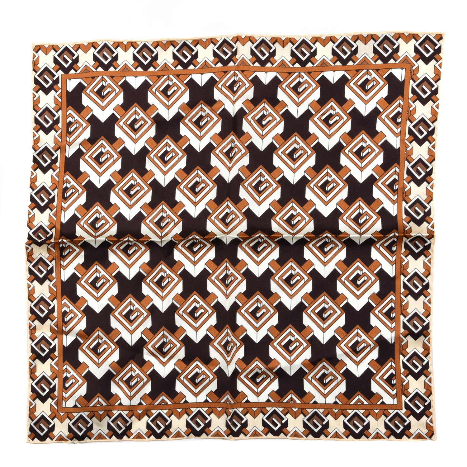 Gucci Silk Geometric G Print Square Scarf Beige Ebony 1 of 3