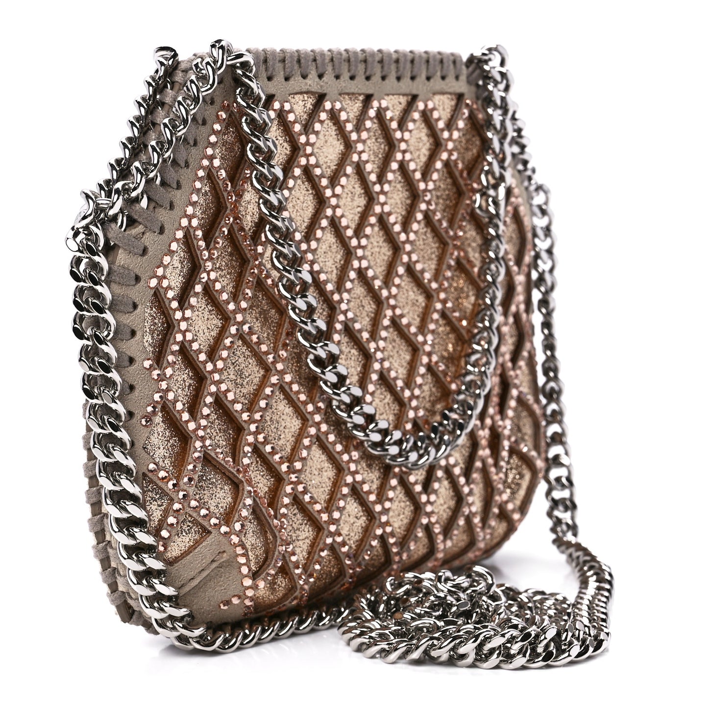 Metallic Eco Alter Suede Crystal Tiny Falabella Crossbody Bag Blush