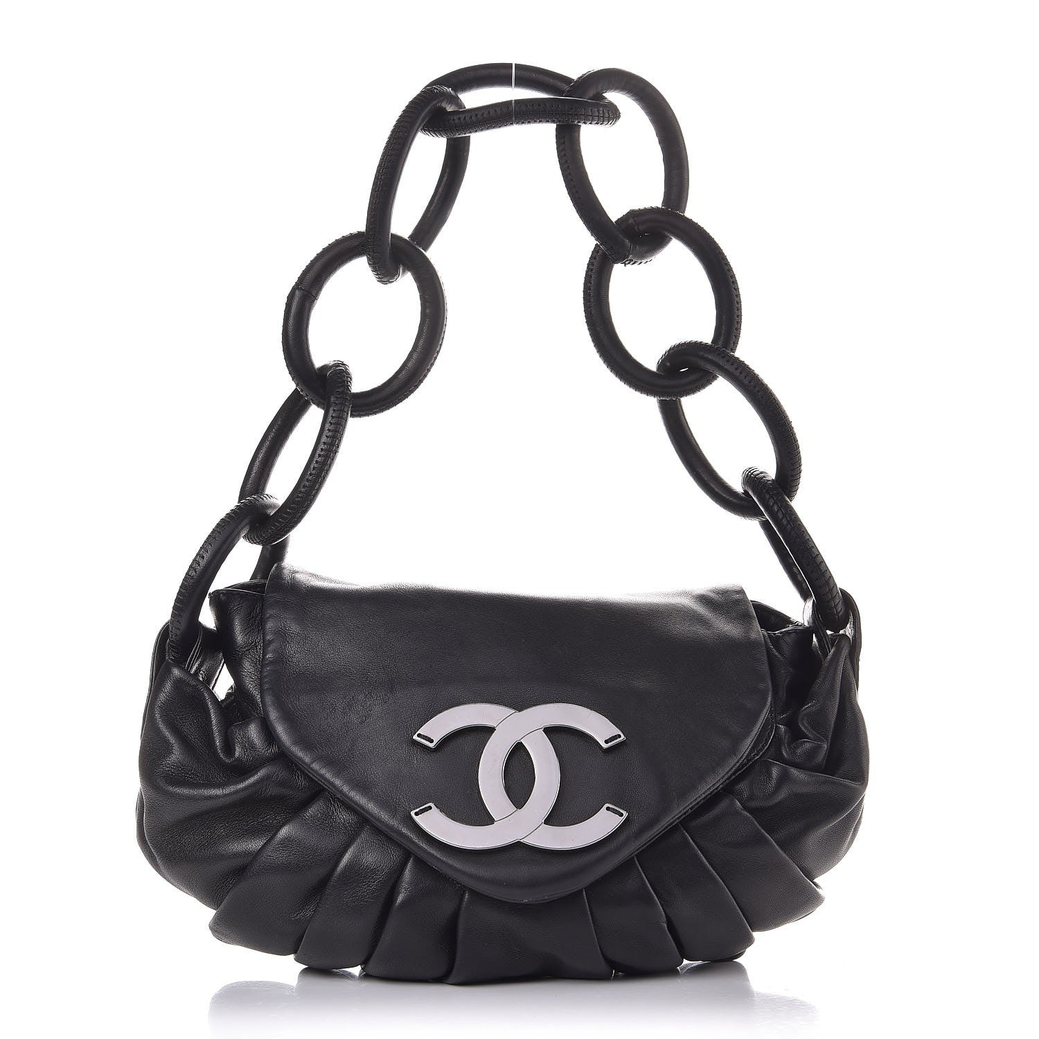 Chanel Lambskin Pleated CC Shoulder Bag Black 1 of 12