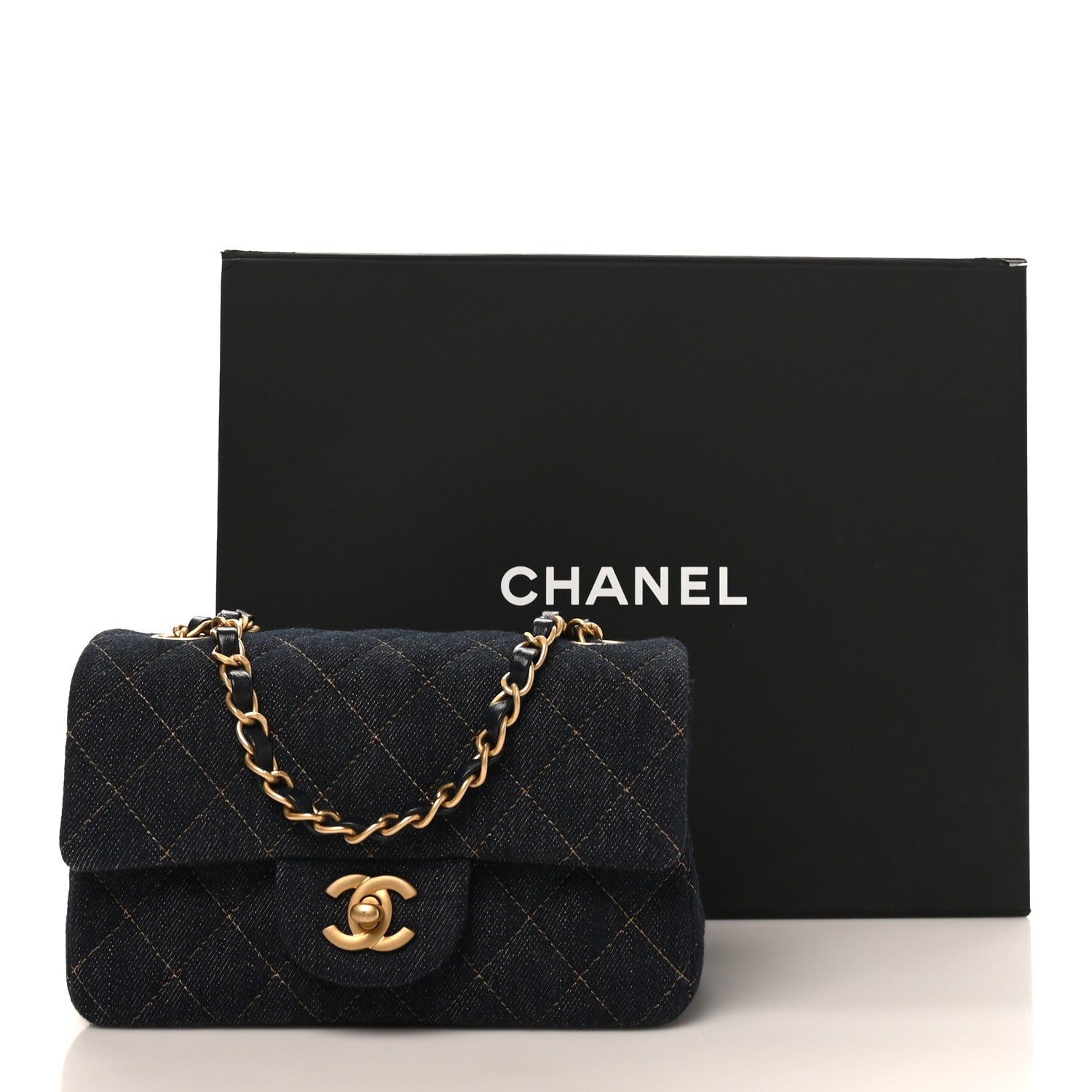 Chanel Denim Quilted Mini Rectangular Flap Dark Blue 11 of 11