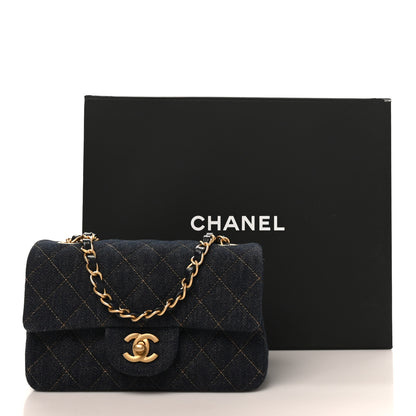 Chanel Denim Quilted Mini Rectangular Flap Dark Blue 11 of 11