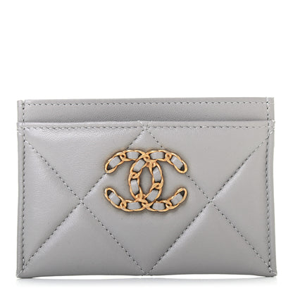 Chanel Lambskin Quilted Chanel 19 Card Holder Grey 1 of 8