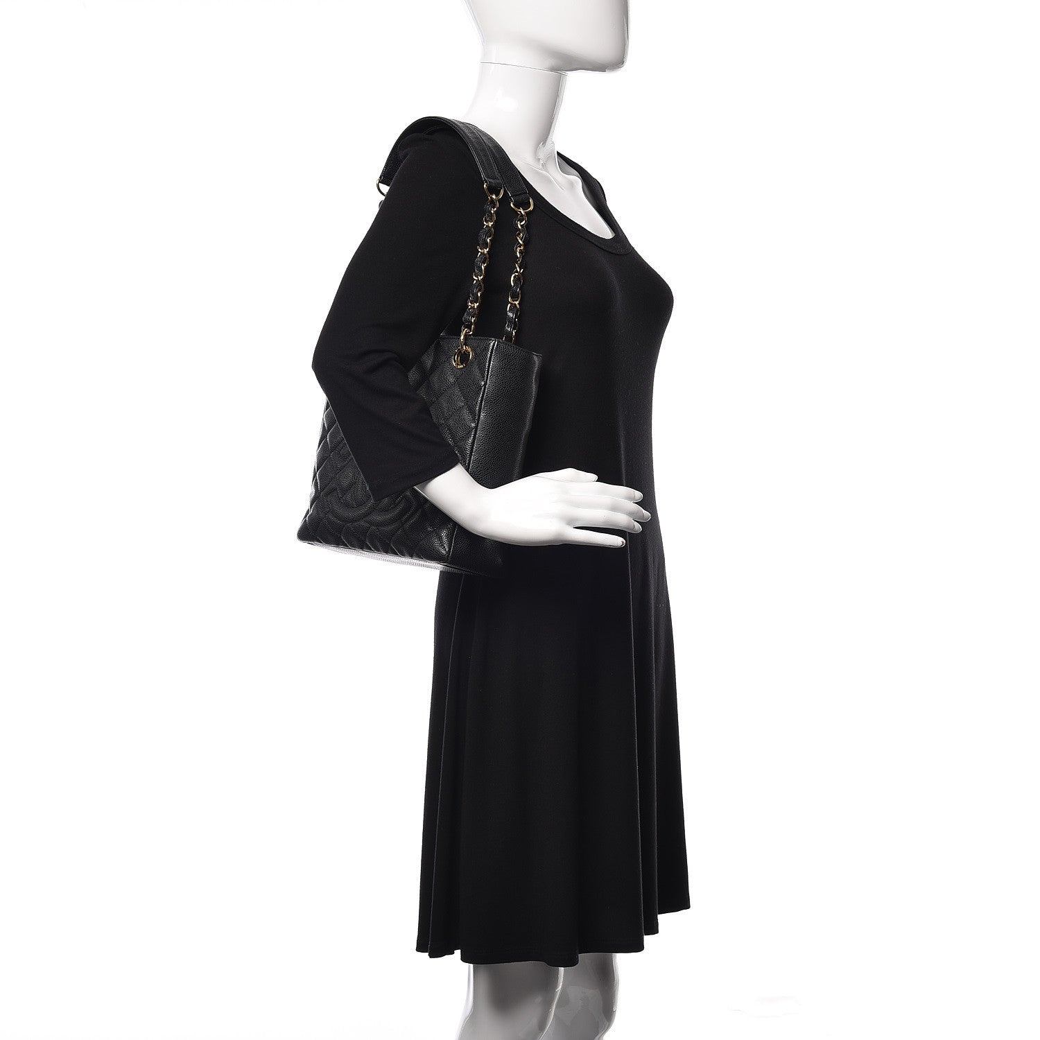 Chanel Caviar Quilted Petit Shopping Tote PST Black 2 of 10