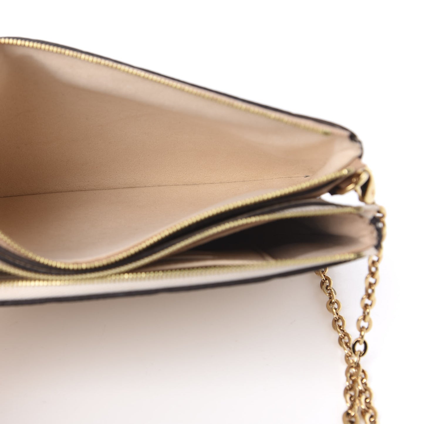 Empreinte Double Zip Pochette Beige Rose Creme