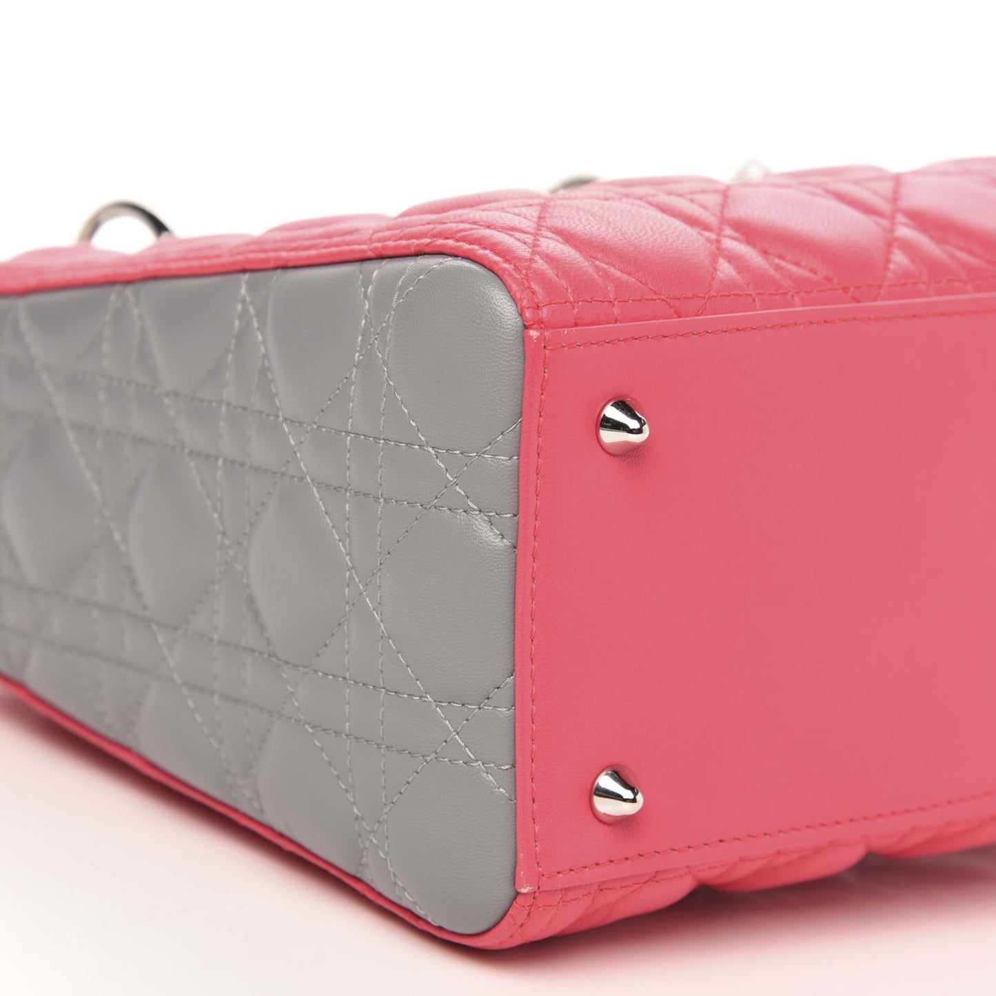 Lambskin Cannage Medium Tri-Color Lady Dior Fuchsia